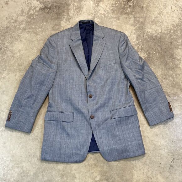 Ralph Lauren Blazer Mens 42L Silk Wool Blend Blue Single Breasted Single Vent - Picture 1 of 10